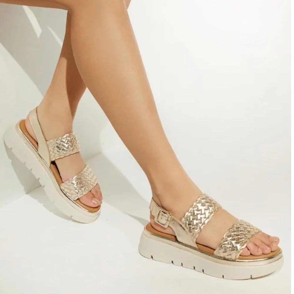 Dune London Women's Lorris Platforms-Sandals Gold Size 38 US 8